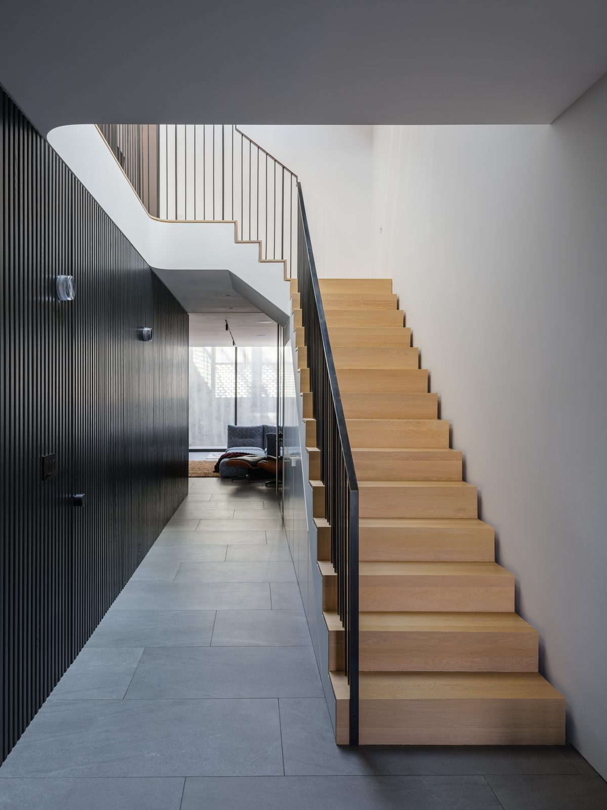 Entry stair rising from the street level