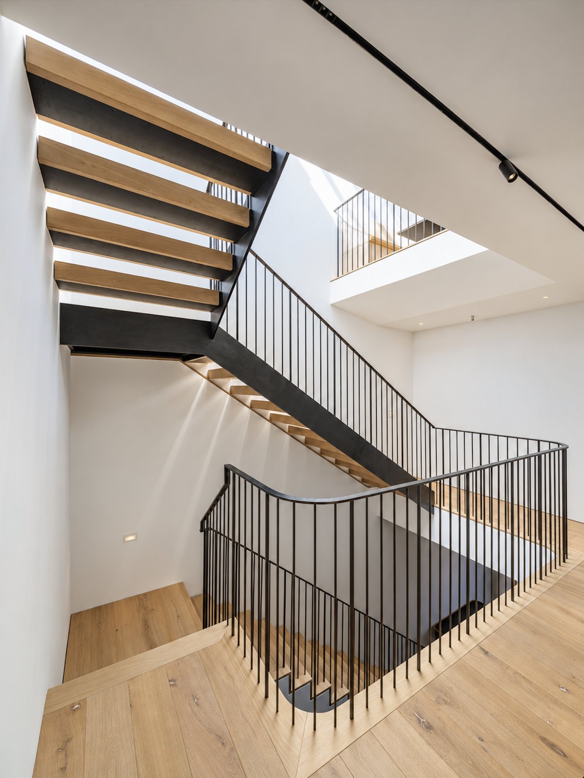 Upper stair landing and skylight