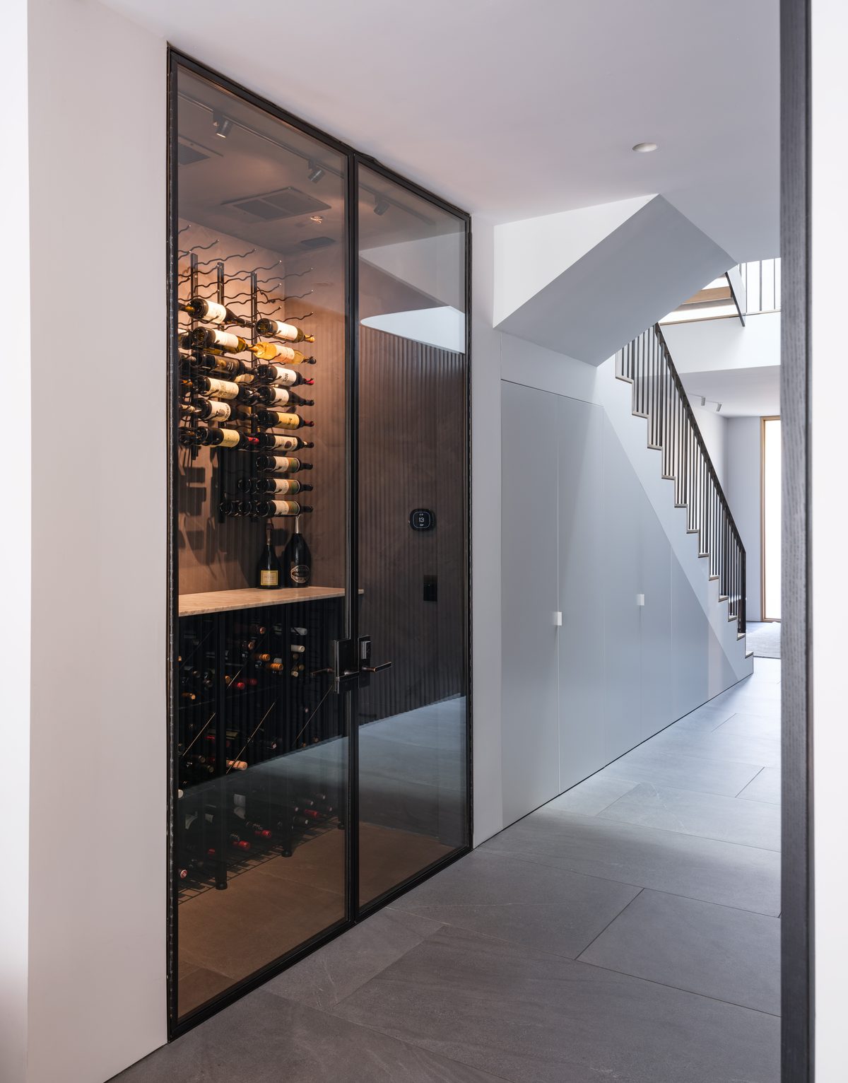 Hallway past the glazed wine room